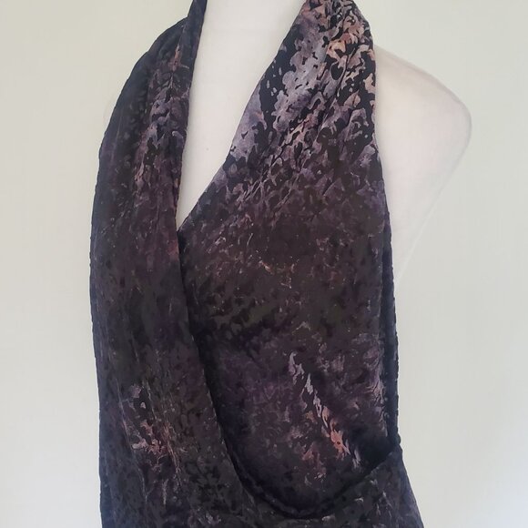 Zara Tops - ZARA Burnt Out Velvet Halter Top Blouse Open Back Asymmetrical Hem Dark Fairy